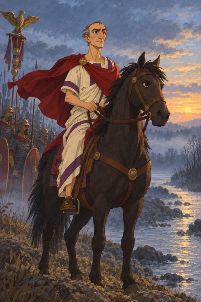 Caesar on horseback.